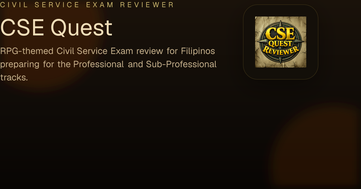 CSE Quest | Gamified Civil Service Exam Reviewer for Filipinos